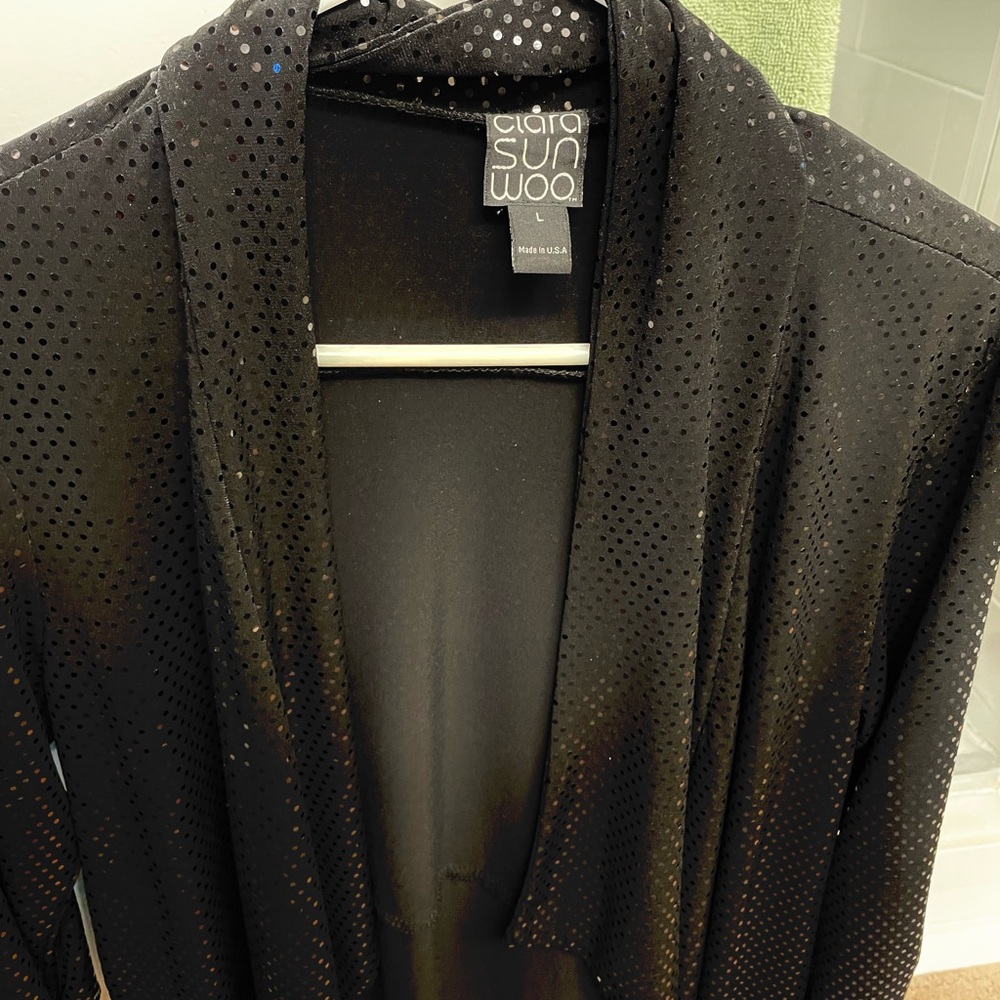 NWOT Clara Sun Woo -Shimmer dressy draped black cardigan sweater- unworn - - Picture 4 of 5